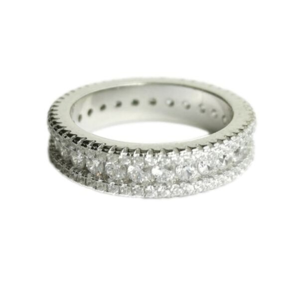 Sterling silver cz eternity band ring size 8 🆕 - Picture 1 of 6
